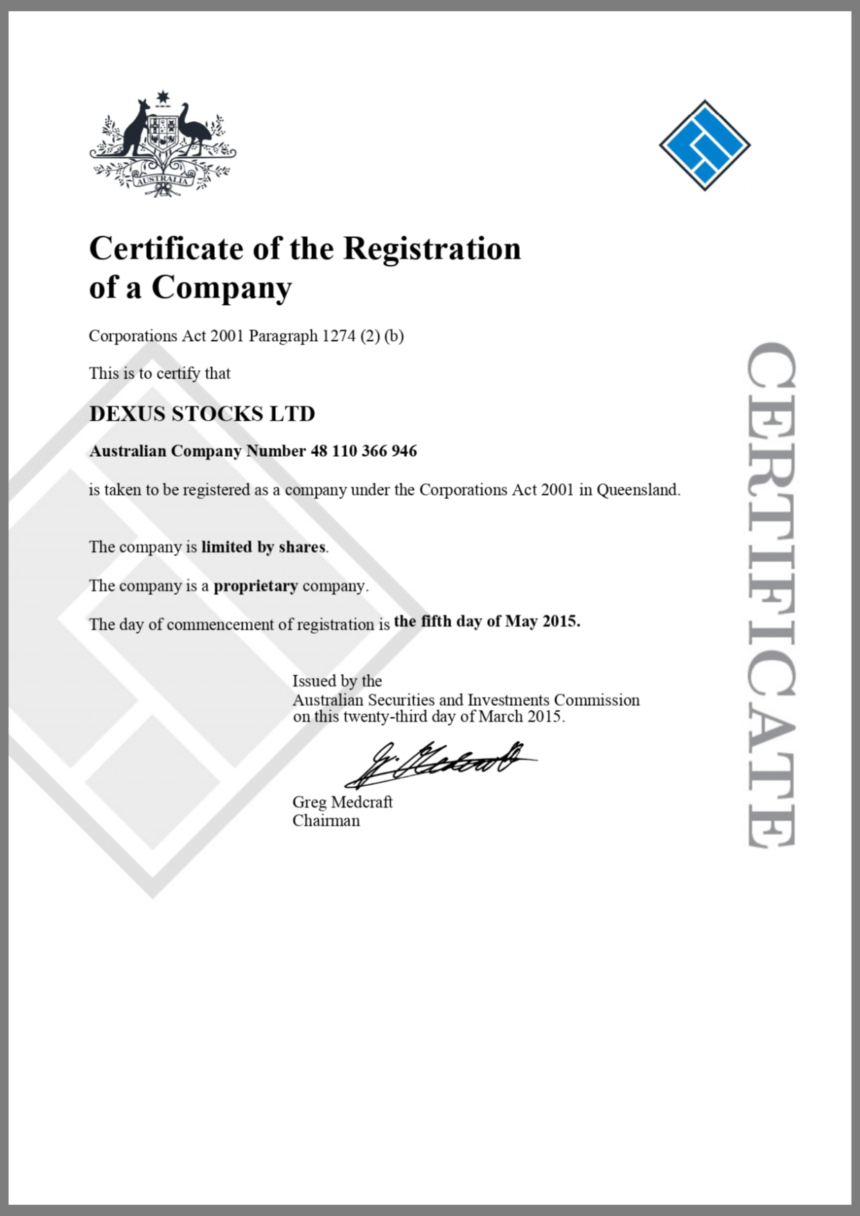 Company Certificate